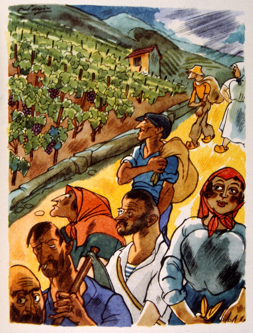 fransk vingård. 1944. Illustration af Julien Pavil af Julien Pavil