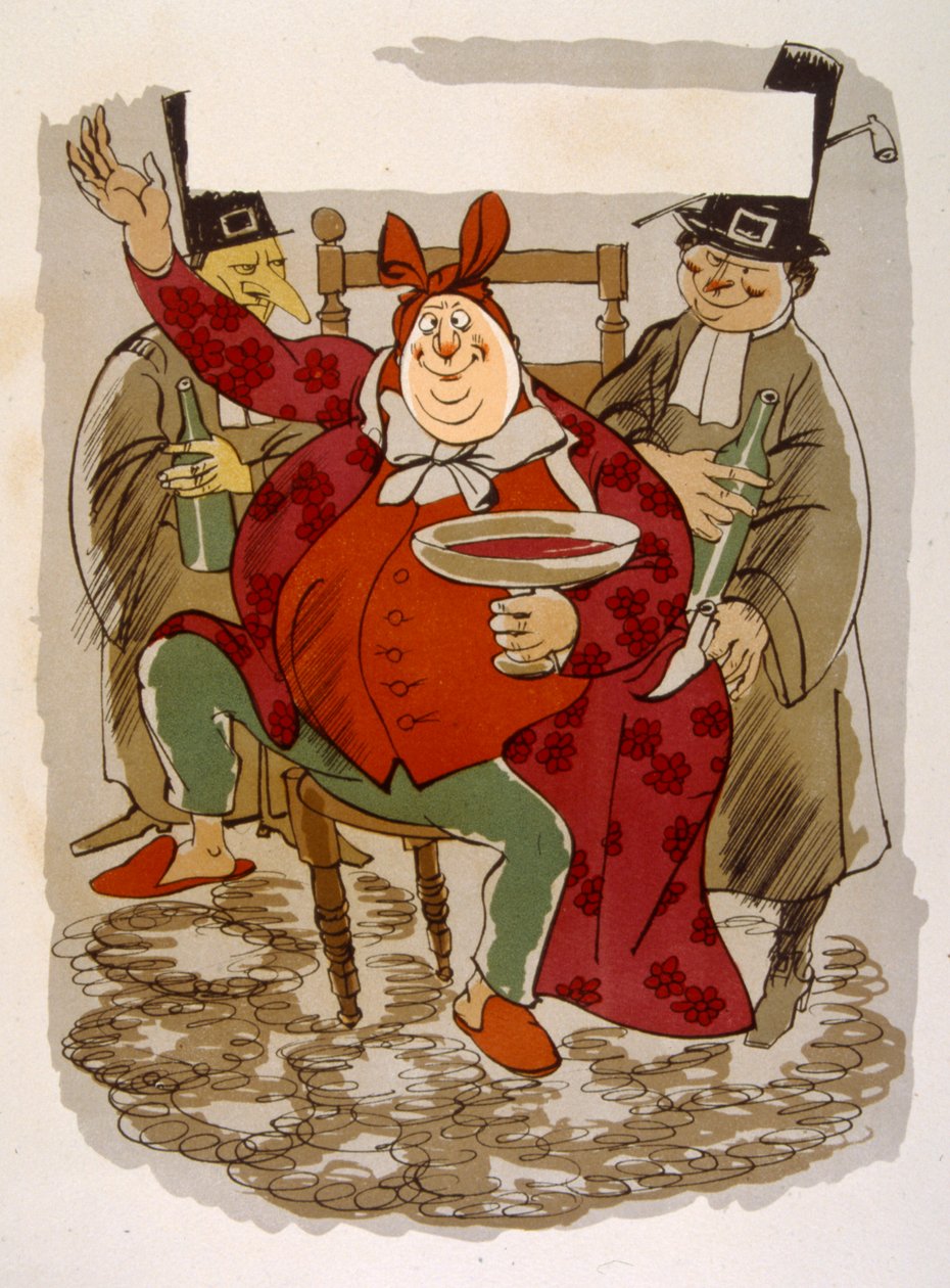 Humoristisk vinillustration 1946.Illustration af Julien Pavil af Julien Pavil