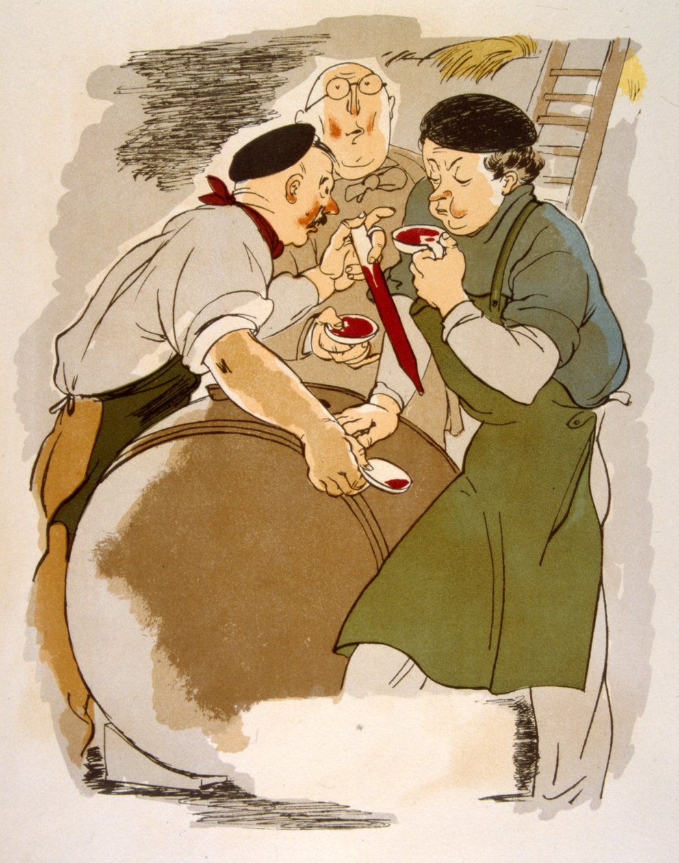 Humoristisk vinillustration 1946.Illustration af Julien Pavil af Julien Pavil
