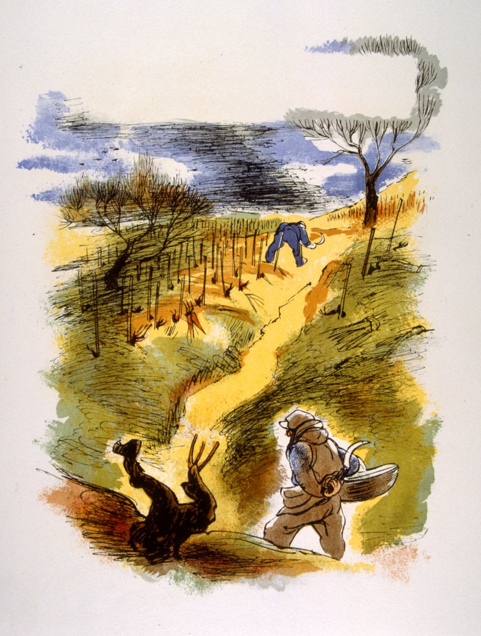 Humoristisk vinillustration 1946.Illustration af Julien Pavil af Julien Pavil