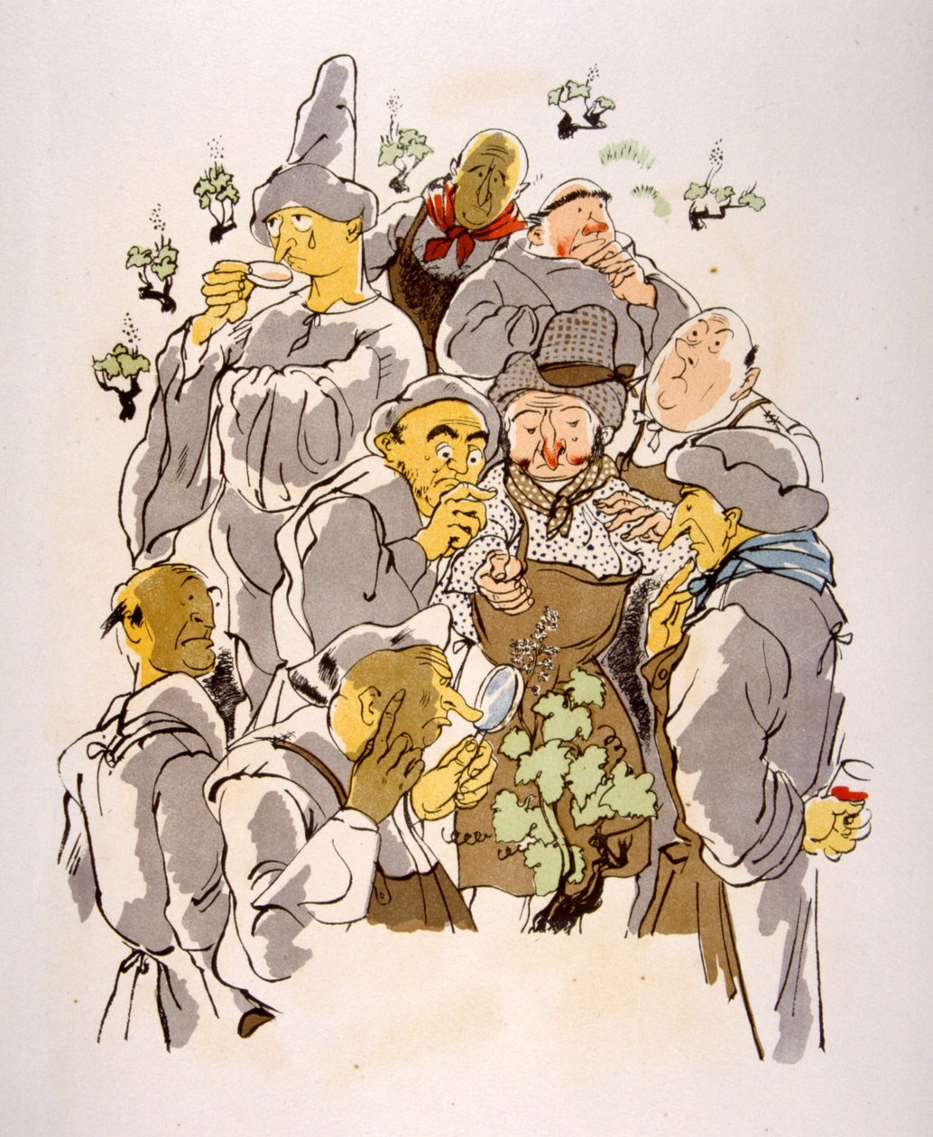 Humoristisk vinillustration 1946.Illustration af Julien Pavil af Julien Pavil
