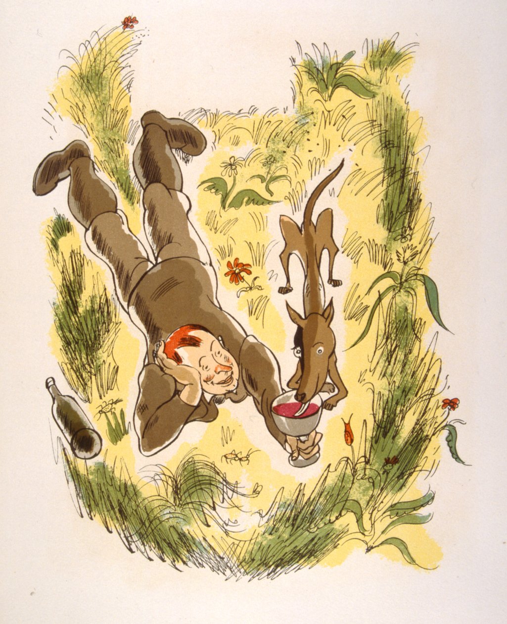 Humoristisk vinillustration 1946.Illustration af Julien Pavil af Julien Pavil
