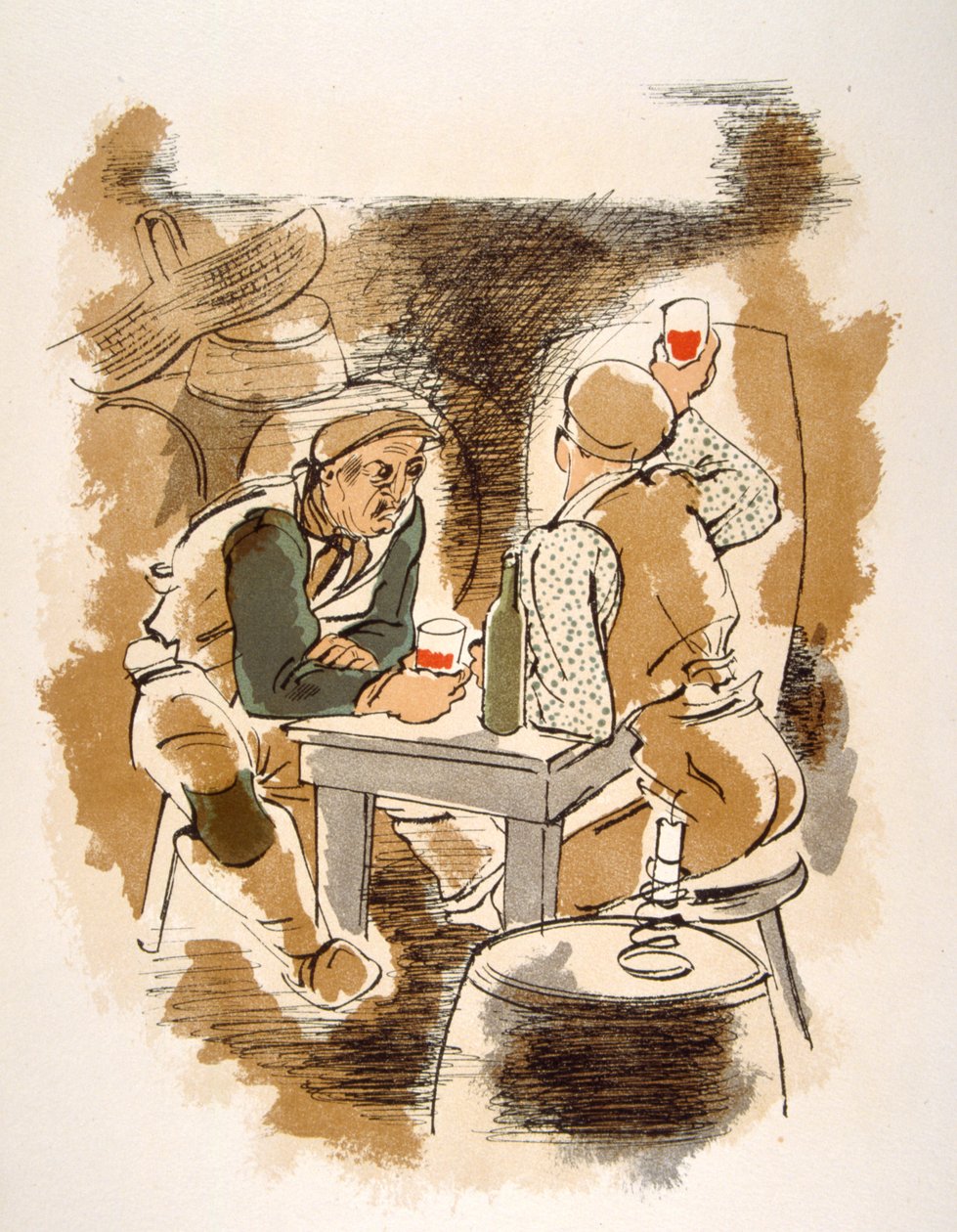 Humoristisk vinillustration 1946.Illustration af Julien Pavil af Julien Pavil