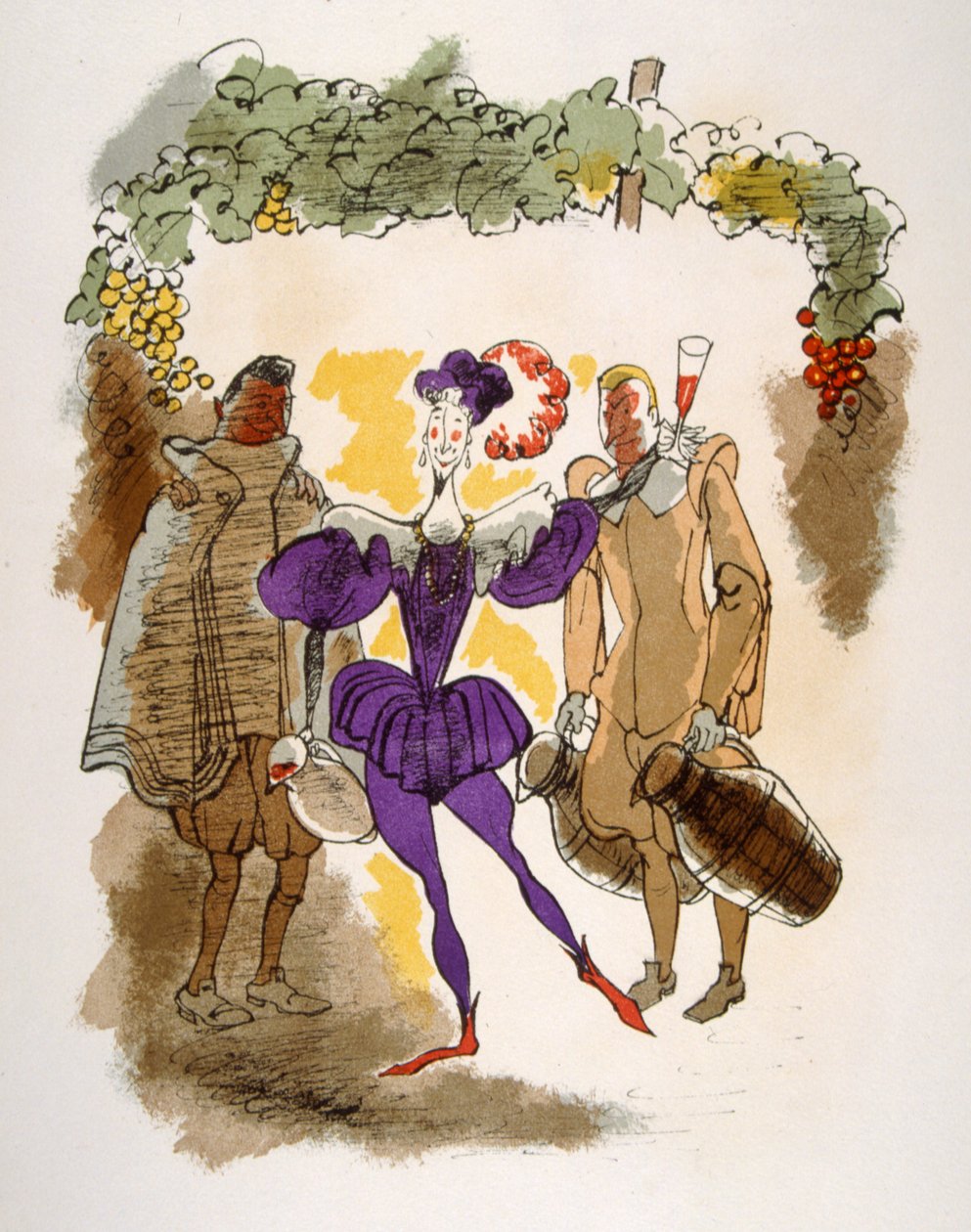 Humoristisk vinillustration 1946.Illustration af Julien Pavil af Julien Pavil