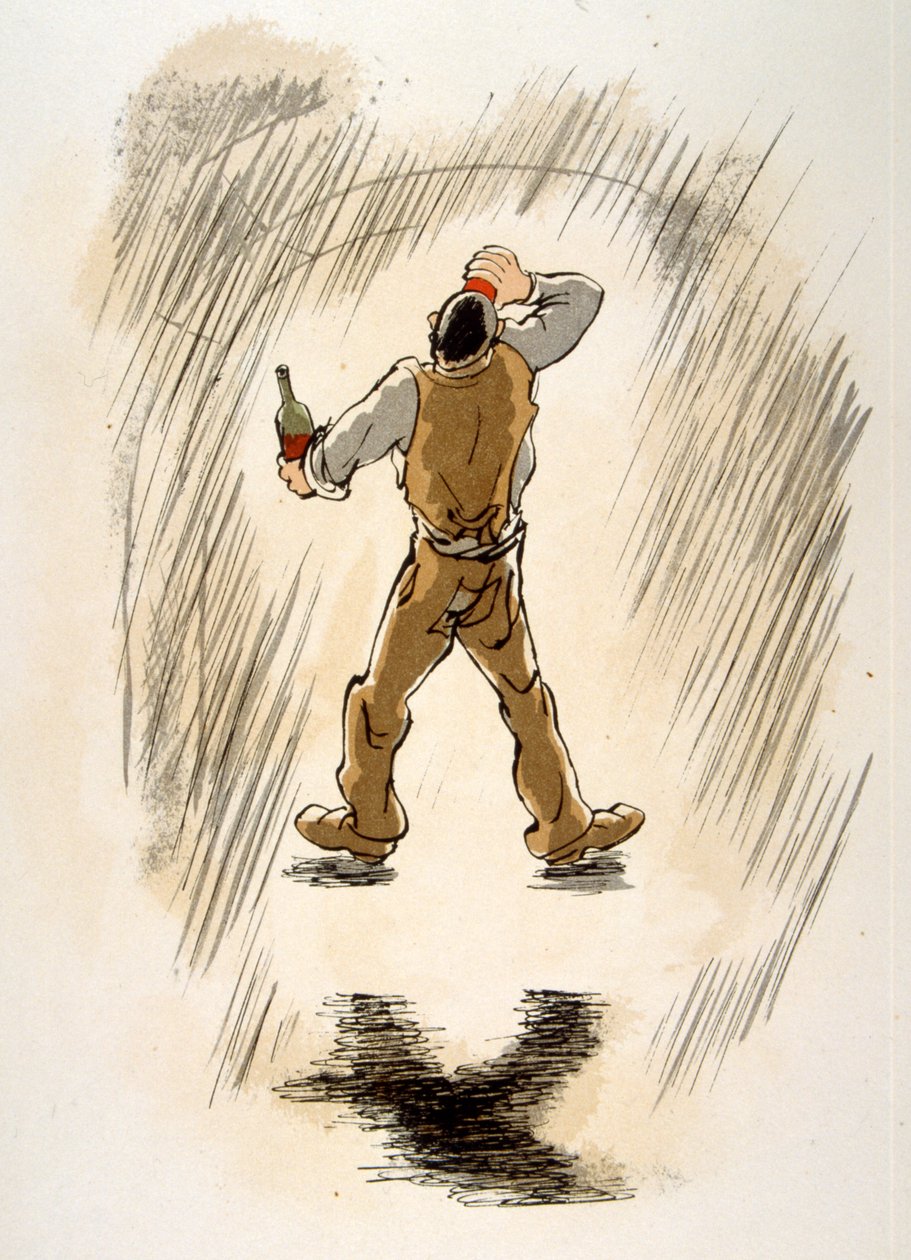 Humoristisk vinillustration 1946.Illustration af Julien Pavil af Julien Pavil