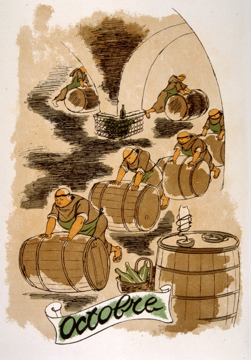 Humoristisk vinillustration 1946.Illustration af Julien Pavil af Julien Pavil