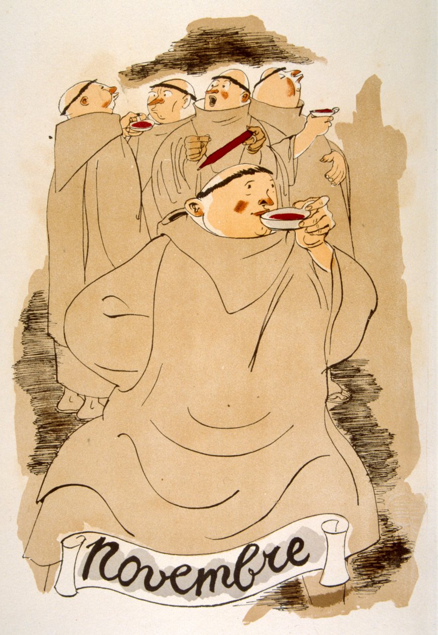 Humoristisk vinillustration 1946.Illustration af Julien Pavil af Julien Pavil