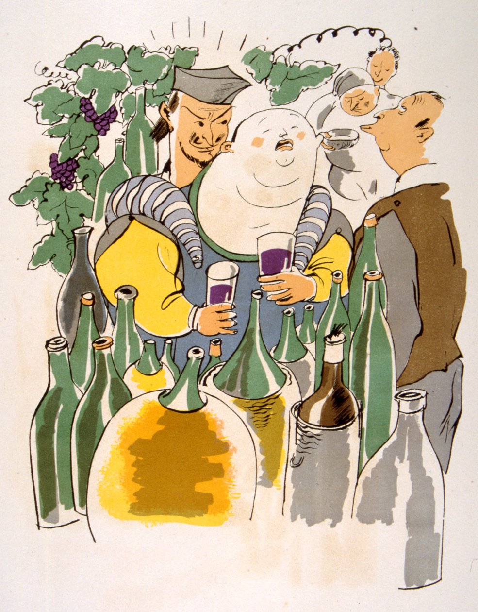 Humoristisk vinillustration 1946.illustration af Julien Pavil af Julien Pavil