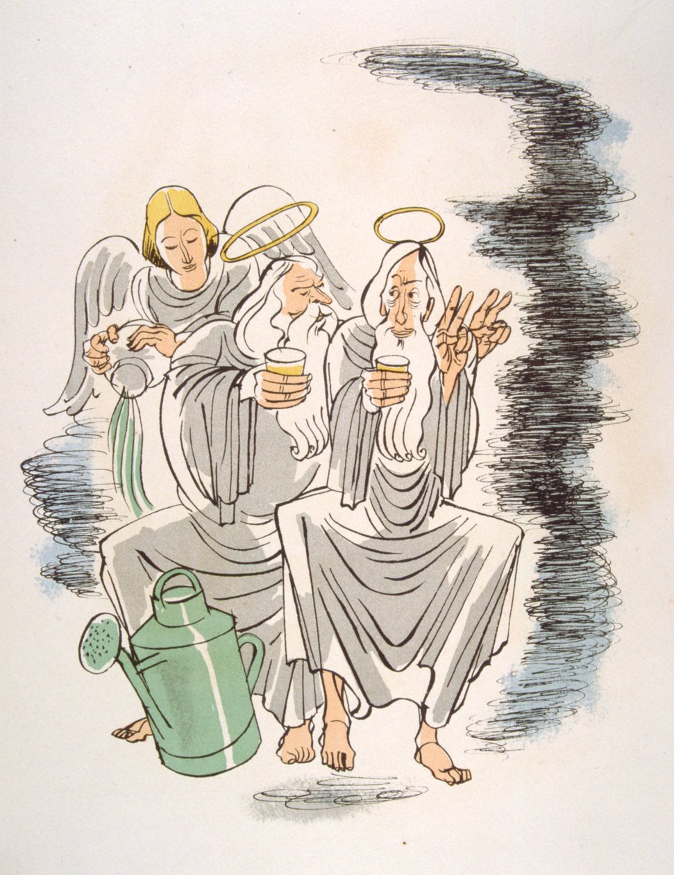 Humoristisk vinillustration 1946.Illustration af Julien Pavil af Julien Pavil