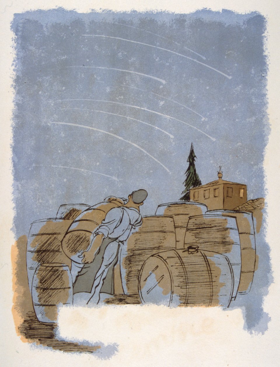 Humoristisk vinillustration 1946.Illustration af Julien Pavil af Julien Pavil