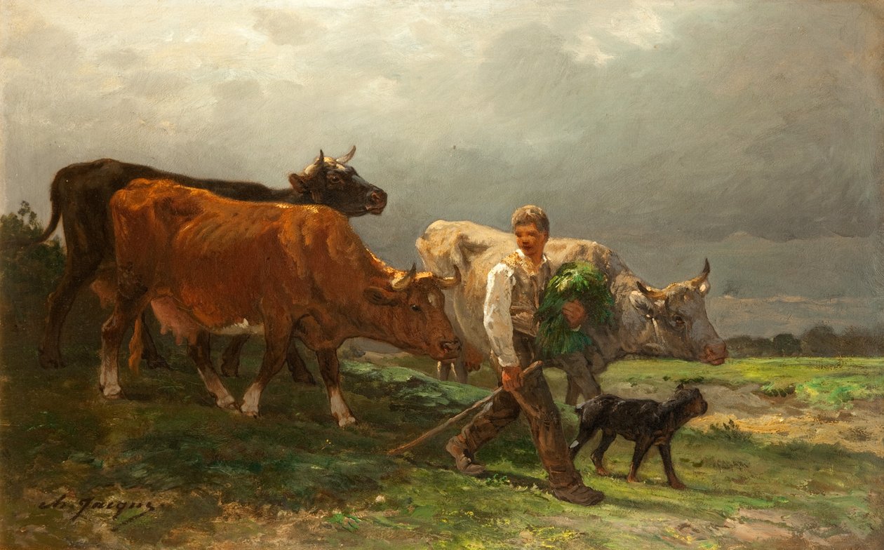 Bretonsk dreng med kvæg af Julius Caesar Ibbetson