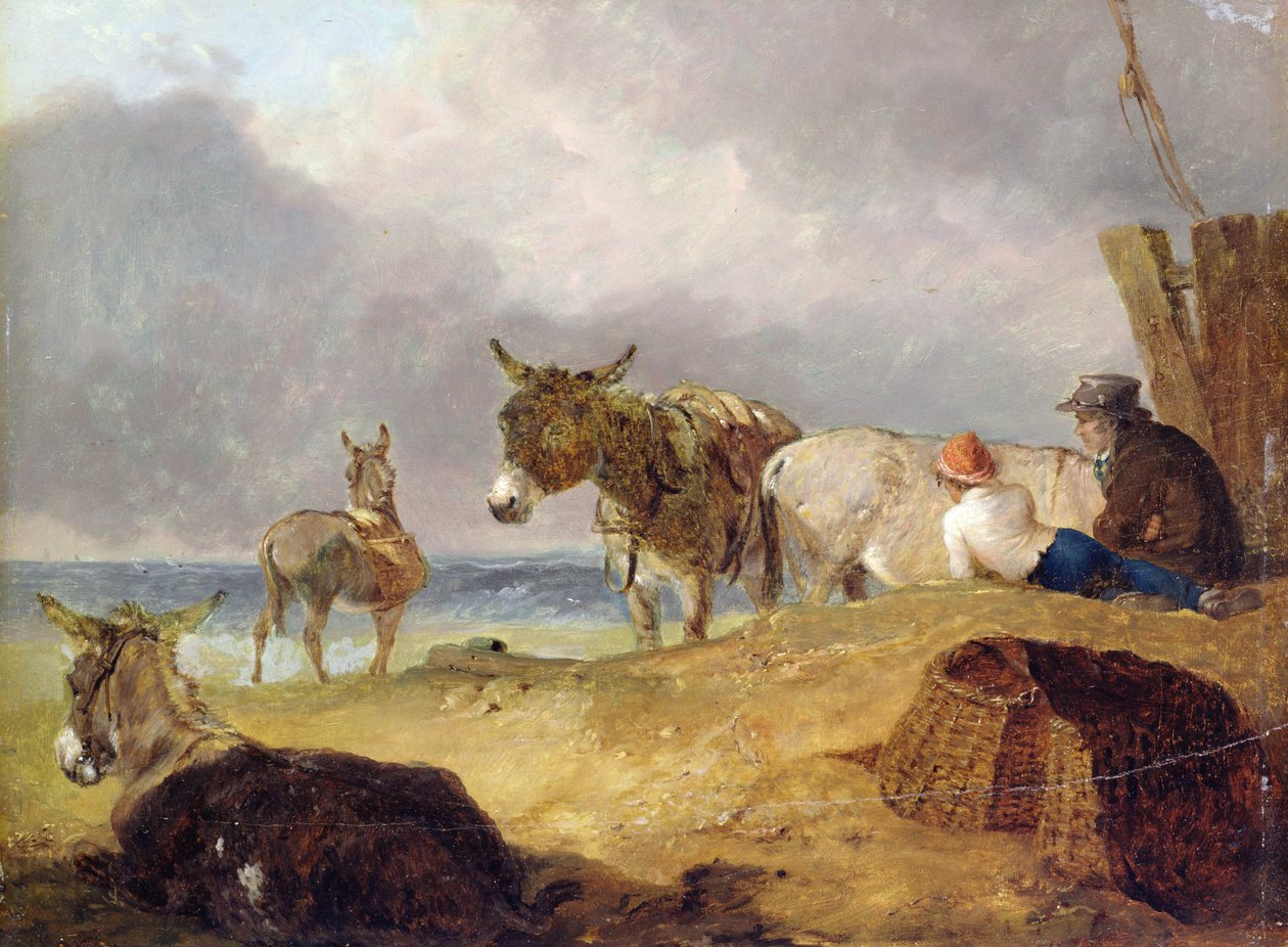 Æsler og figurer på en strand af Julius Caesar Ibbetson