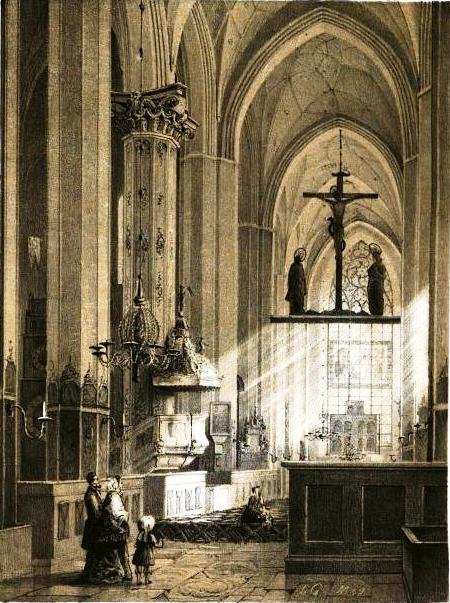 St. Marienkirche i Gdansk indvendig udsigt af Julius Greth