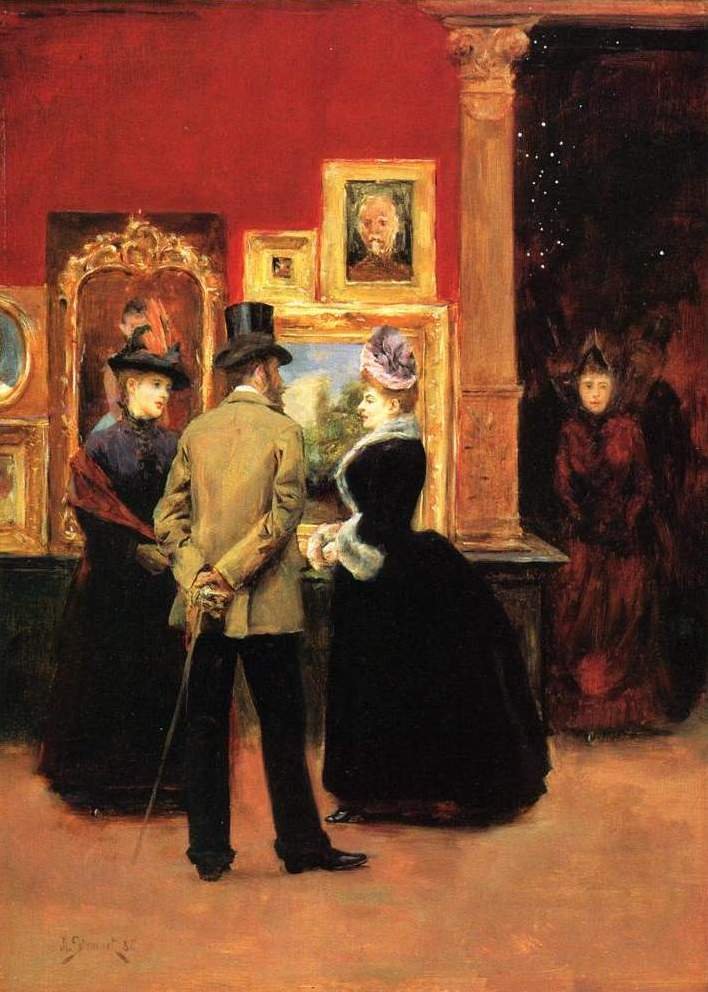 Grev Ludovic Lepic og damer, der ser en udstilling af Julius Leblanc Stewart