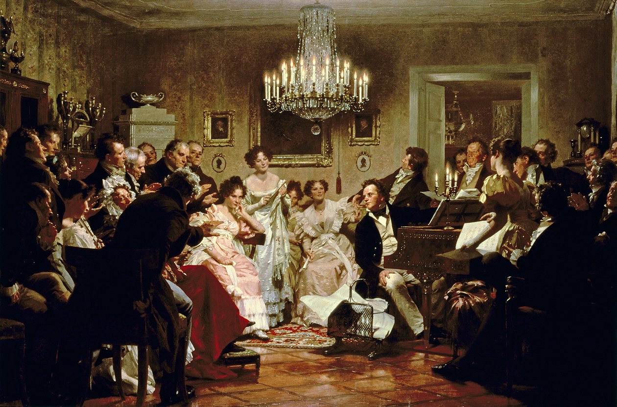 En Schubert-aften i en salon i Wien af Julius or Jules Schmidt