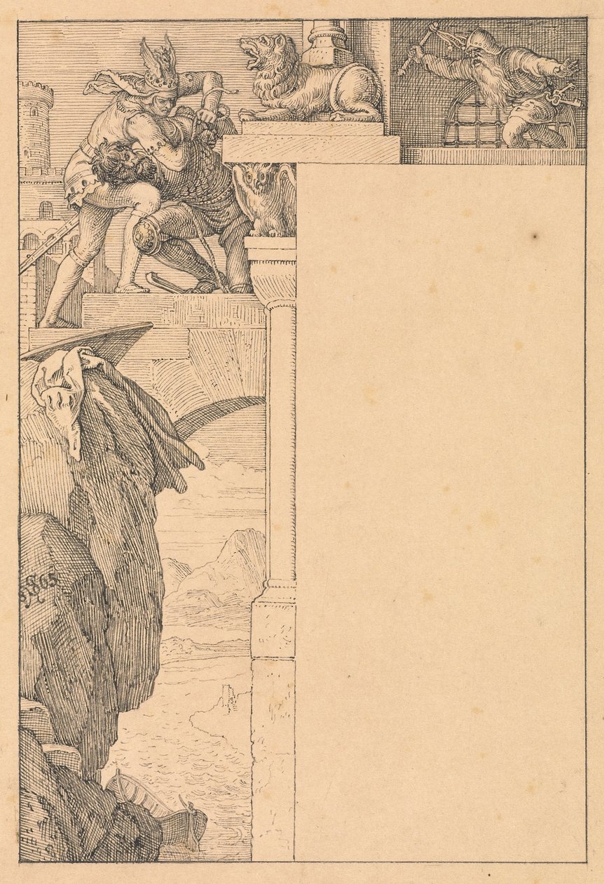 Siegfried kæmper med portvagten af Julius Schnorr von Carolsfeld