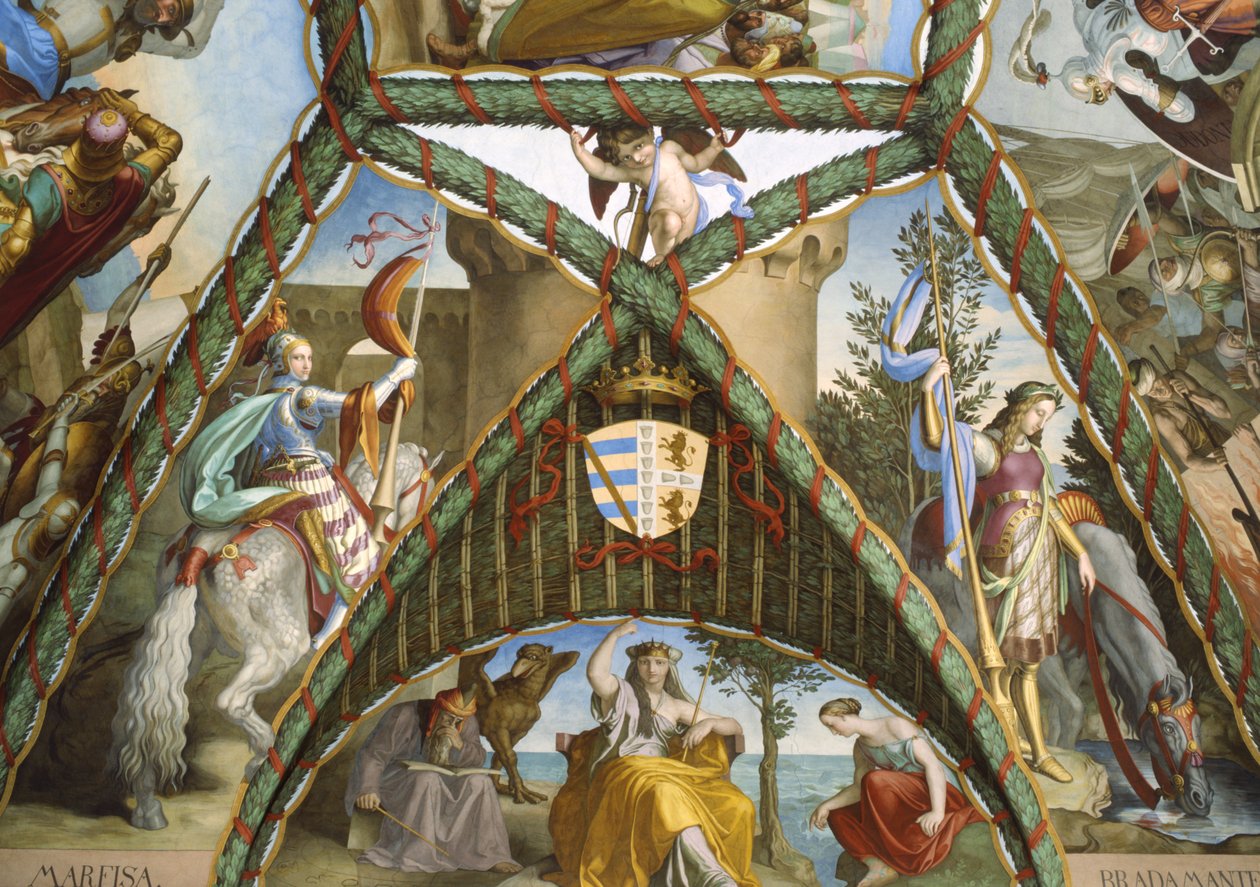 Troldkvinderne Melissa, Atlante, Alcina og figurerne Marfisia og Bandimarte af Julius Schnorr von Carolsfeld