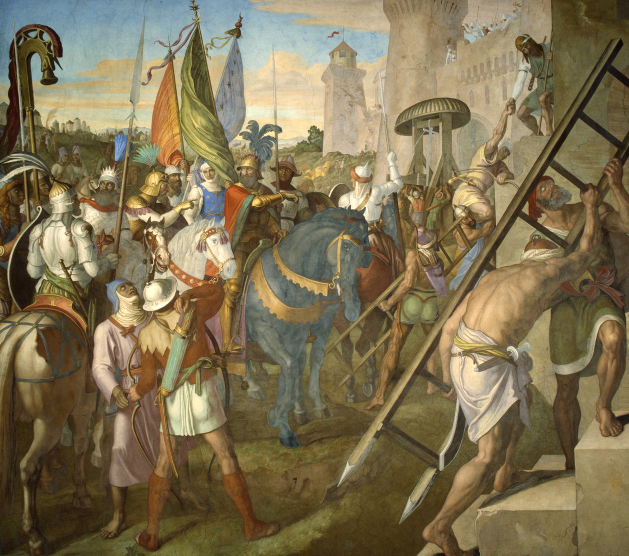 Agramantes hær, der besejrede Charlemagnes styrker af Julius Schnorr von Carolsfeld