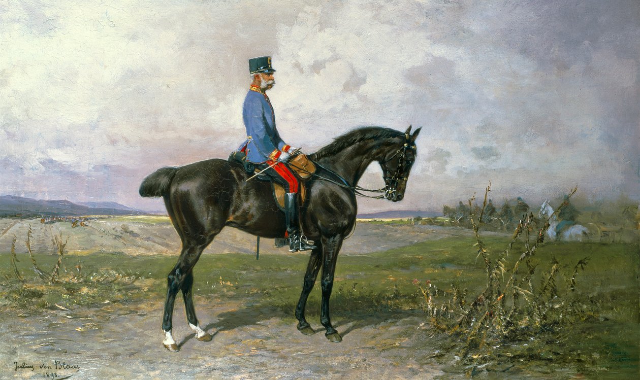 Kejser Franz Joseph I på sin østrigske hest, 1898 af Julius von Blaas  
