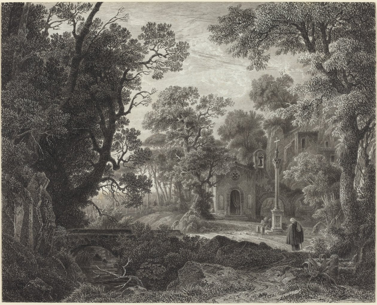 Et skovkapel om aftenen af Julius Albert Elsasser