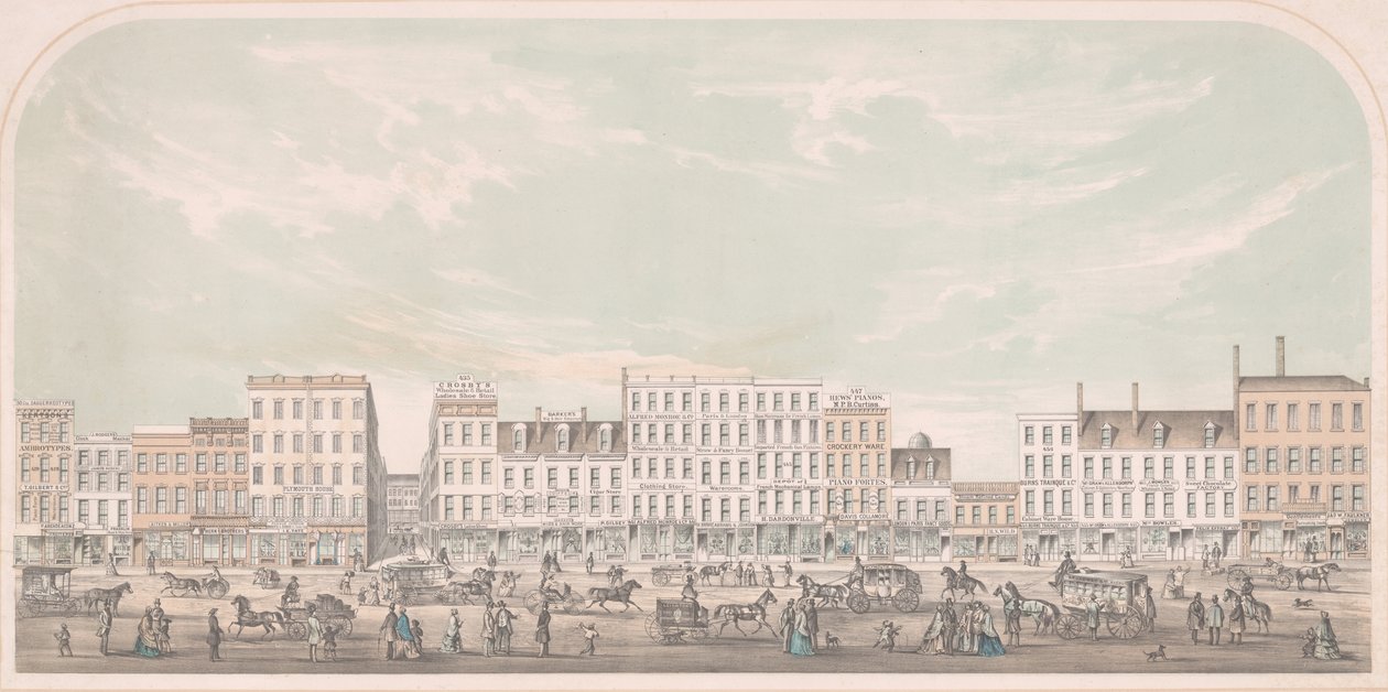 Broadway, New York fra Canal til Grand Street, West Side, 1856. af Julius Bien