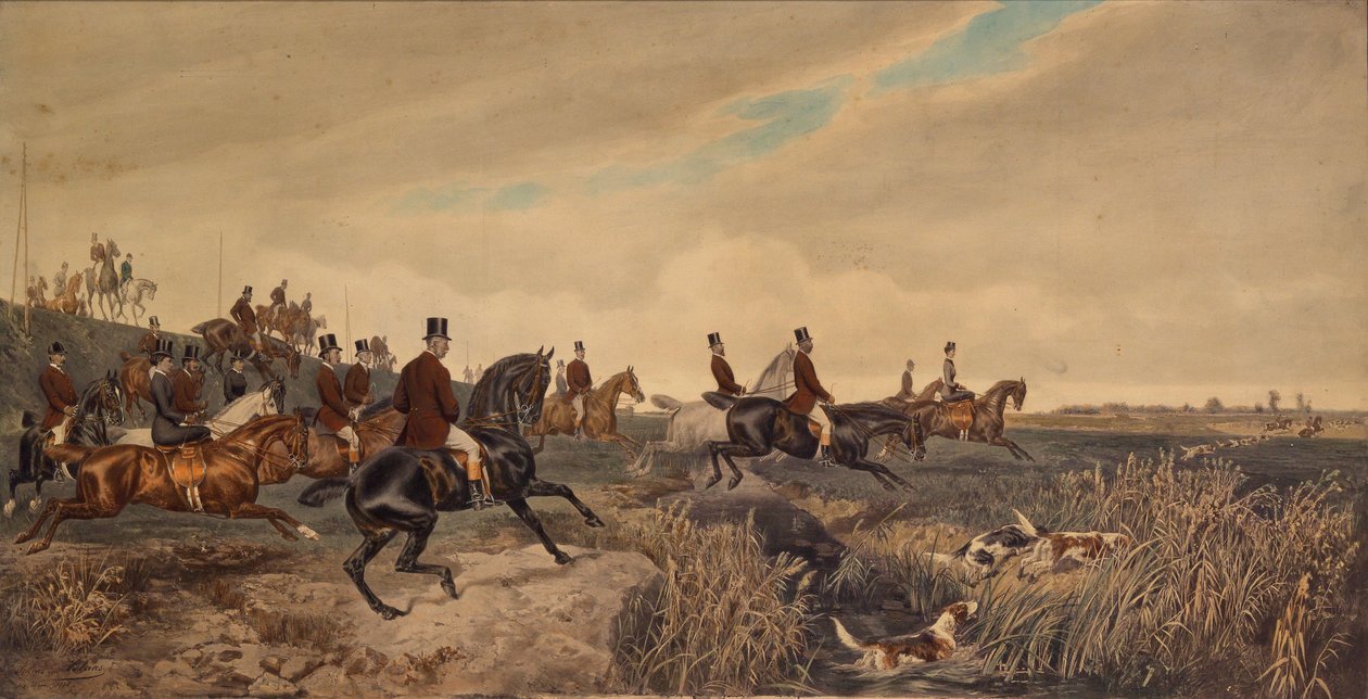 Kejser Franz Joseph I med kejserinde Elisabeth under en parforcejagt, 1880. af Julius Blaas von