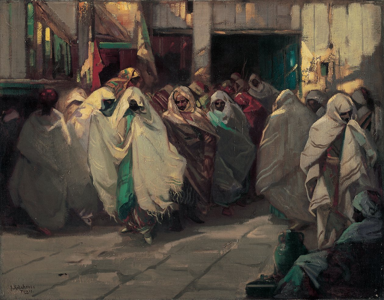 Tunesisk gadebillede (olie på lærred) af Julius C. Rolshoven