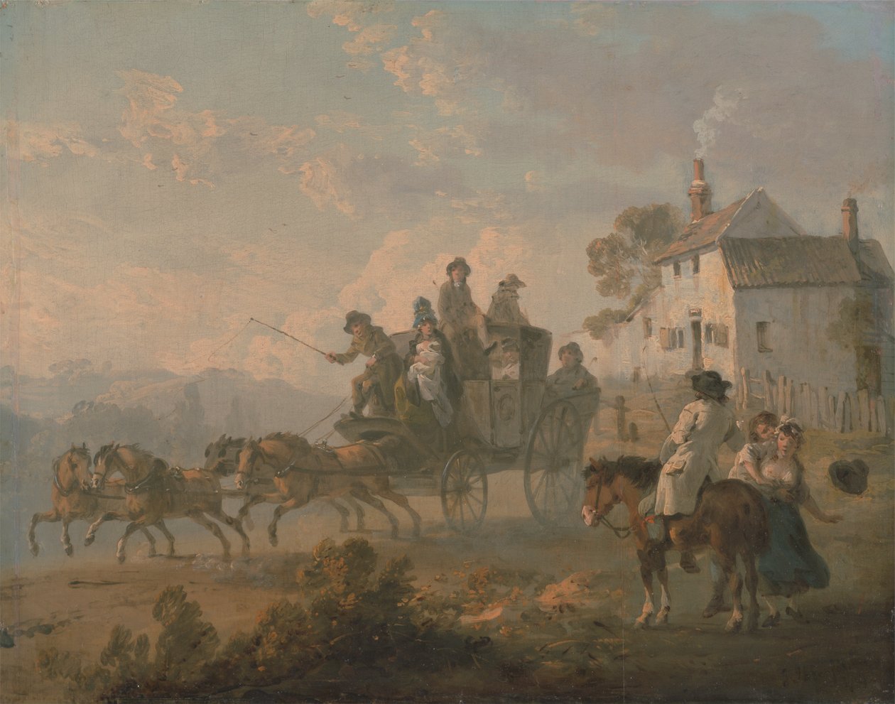 En scenetræner på en landevej af Julius Caesar Ibbetson
