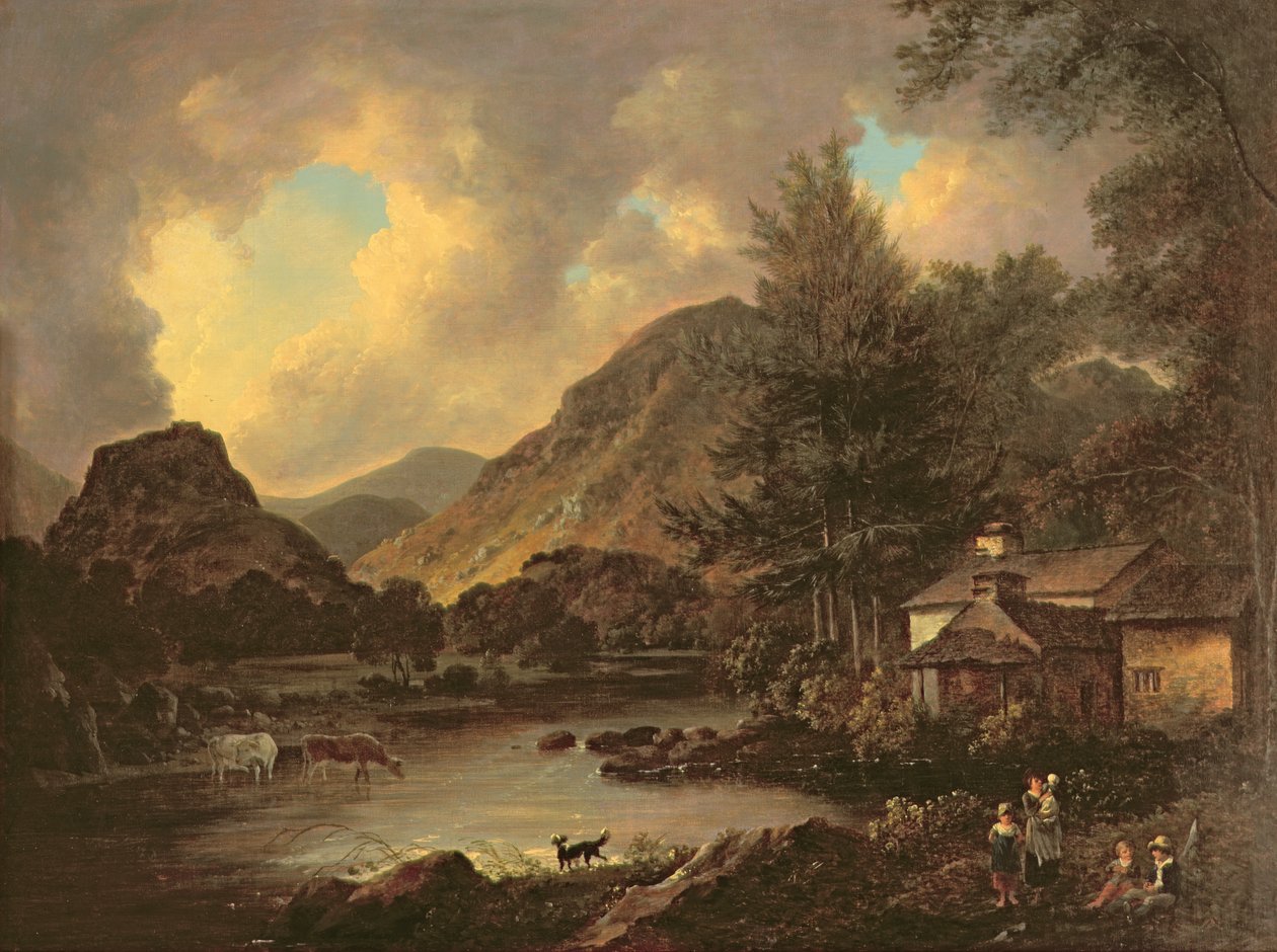 Castle Crag Borrowdale af Julius Caesar Ibbetson