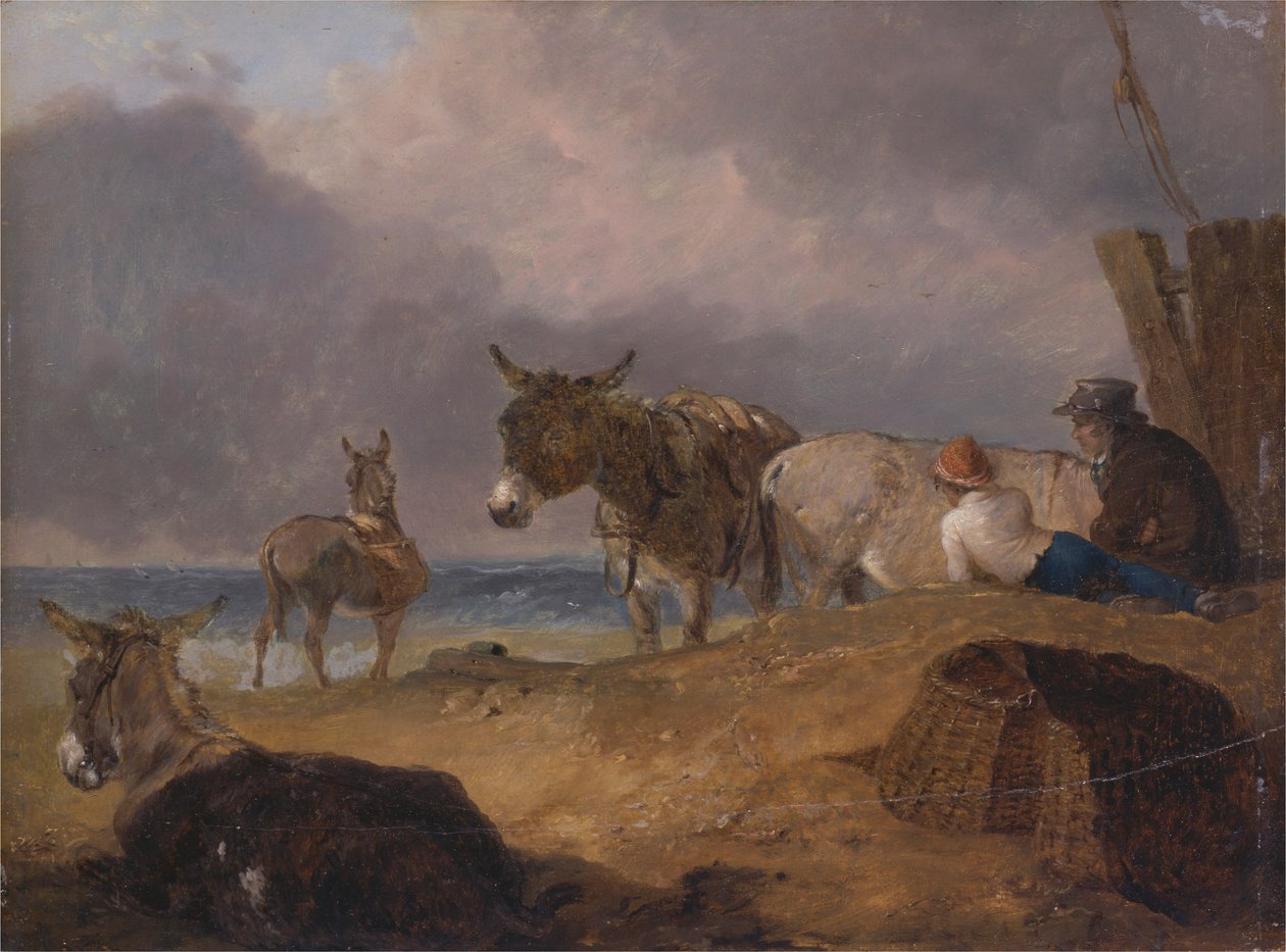 Æsler og figurer på en strand af Julius Caesar Ibbetson