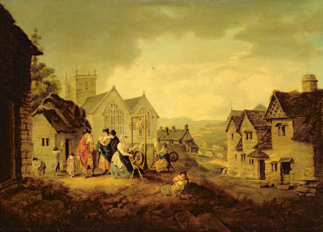 Llangollen (olie på lærred) af Julius Caesar Ibbetson