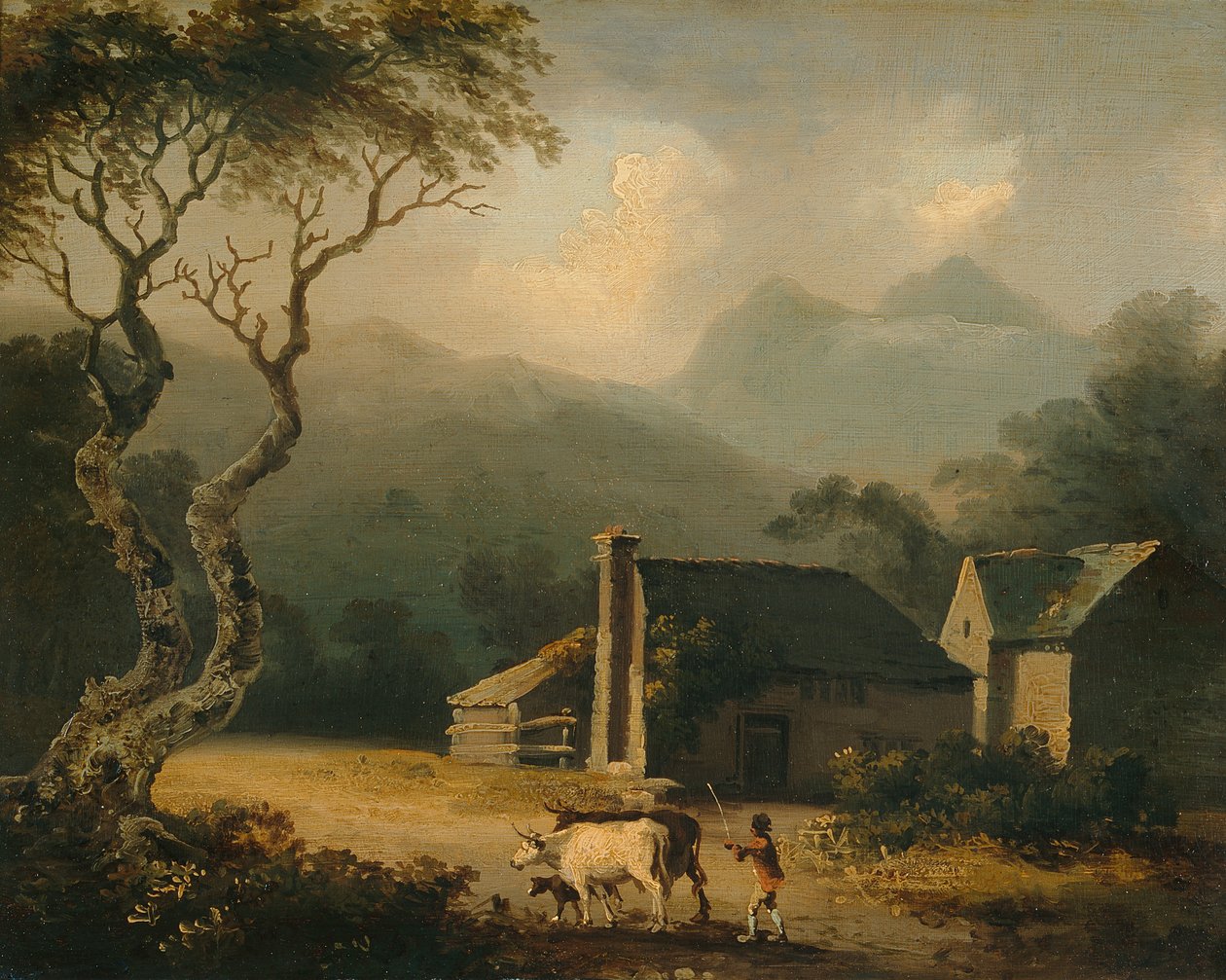The Gathering Storm (olie på panel) af Julius Caesar Ibbetson
