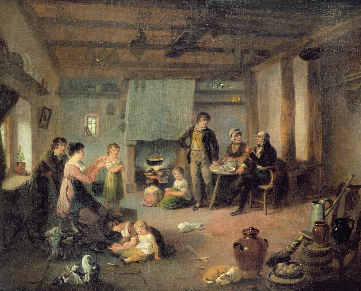 Malerens familie i Masham af Julius Caesar Ibbetson