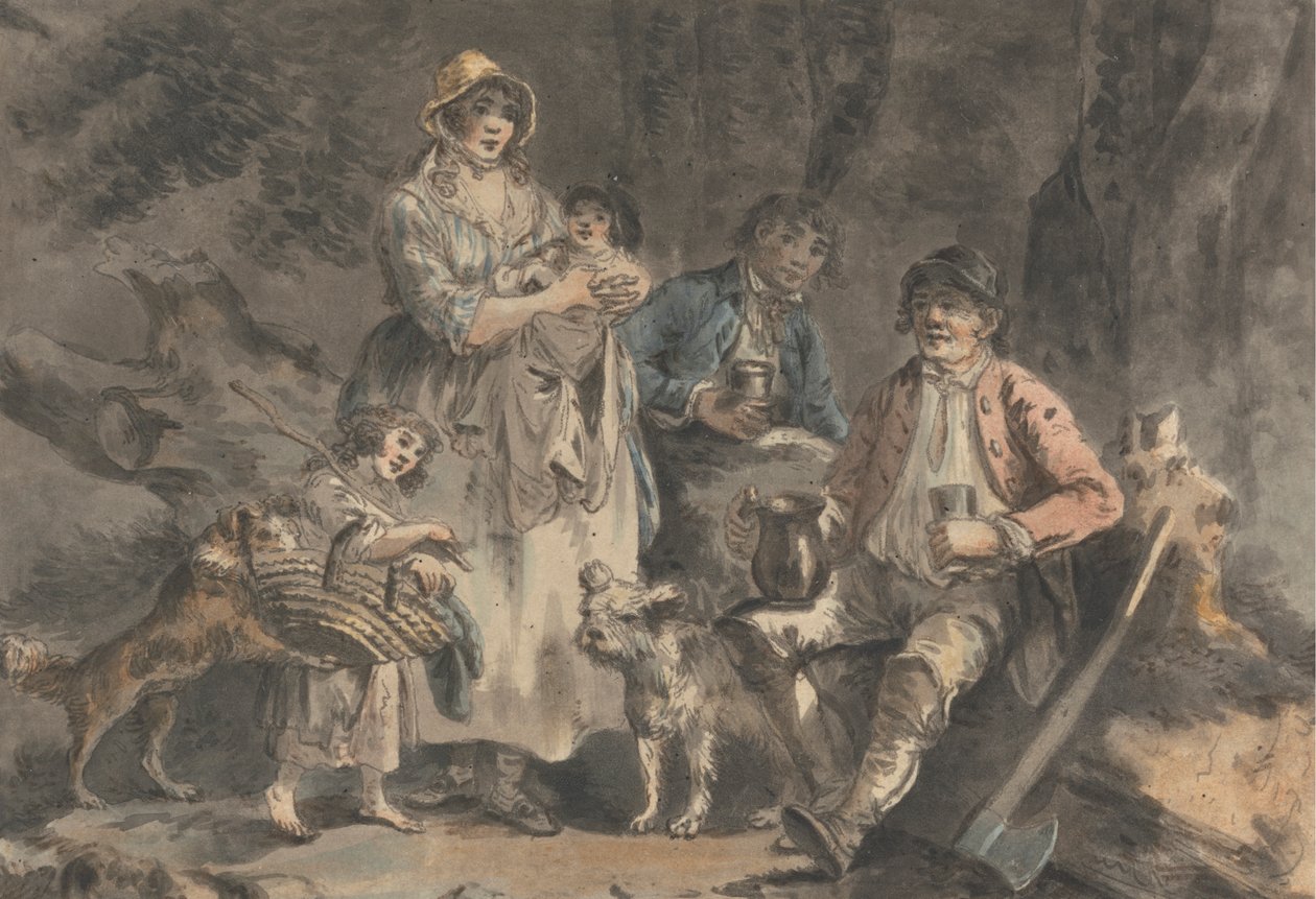 Træhugger og hans familie af Julius Caesar Ibbetson