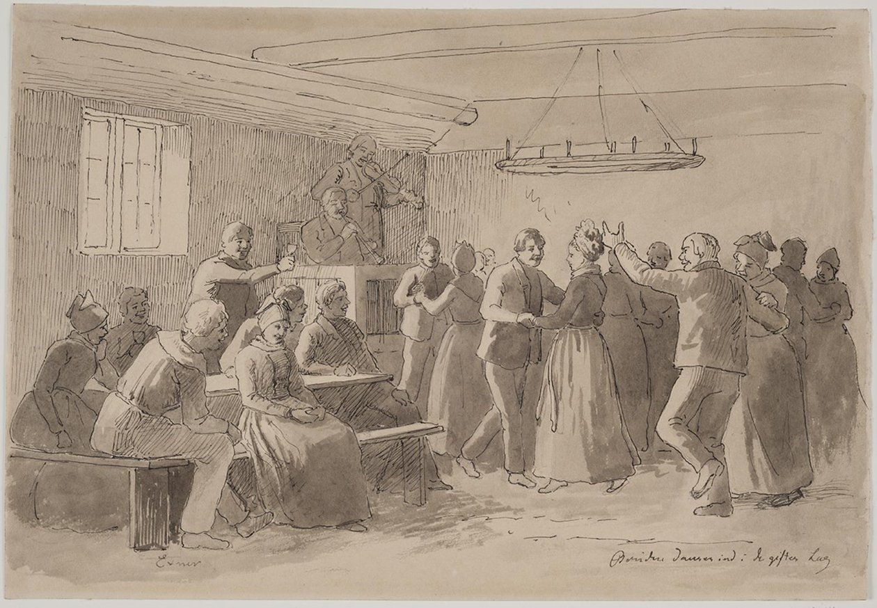 "Bruden danser ind i de giftes lag" af Julius Exner