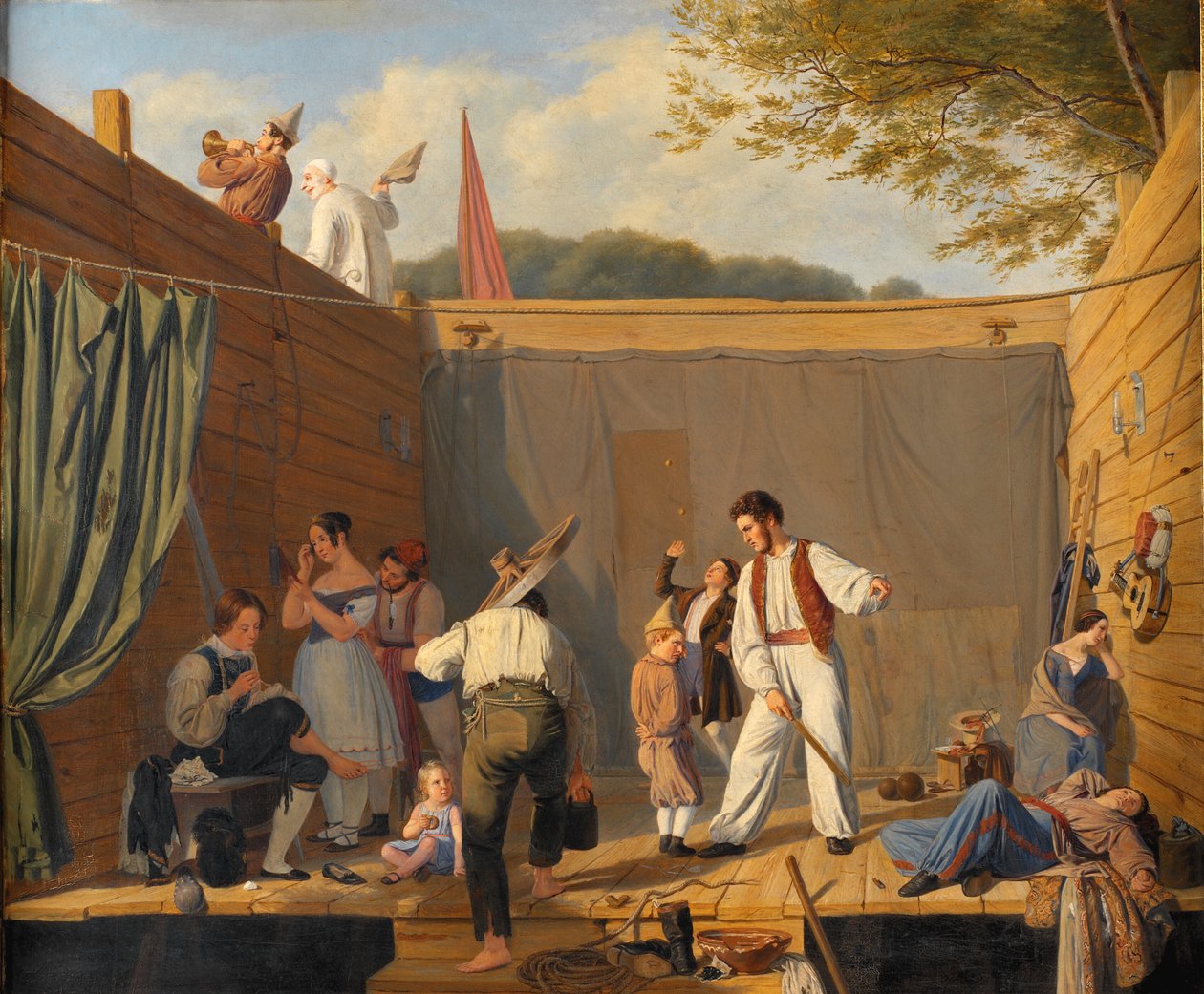 En gruppe tightrope Walkers lige før en forestilling af Julius Friedlænder