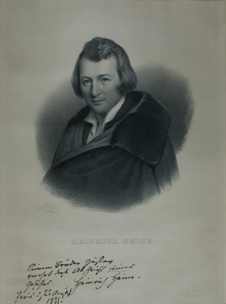 Portræt af digteren Heinrich Heine 1797-1856, 1839 af Julius Giere