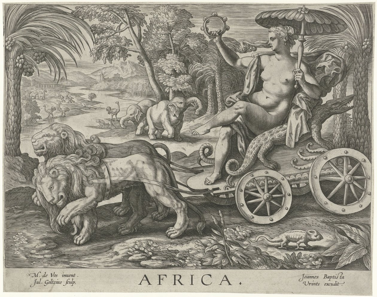 Afrika Afrika (titel på objekt) De fire kontinenter (serietitel) af Julius Goltzius