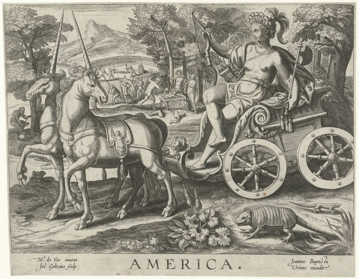 Amerika Amerika (titel på objekt) De fire kontinenter (serietitel) af Julius Goltzius