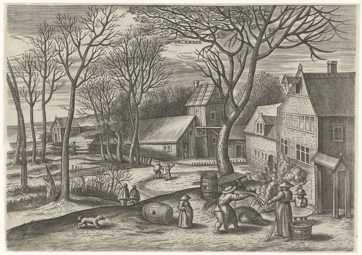 december (titel på objekt) De tolv måneder (serietitel) af Julius Goltzius