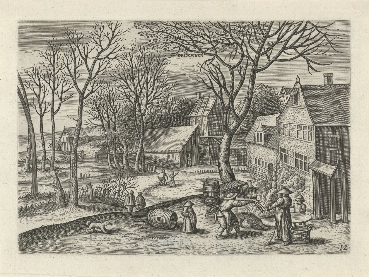 december (titel på objekt) De tolv måneder (serietitel) af Julius Goltzius