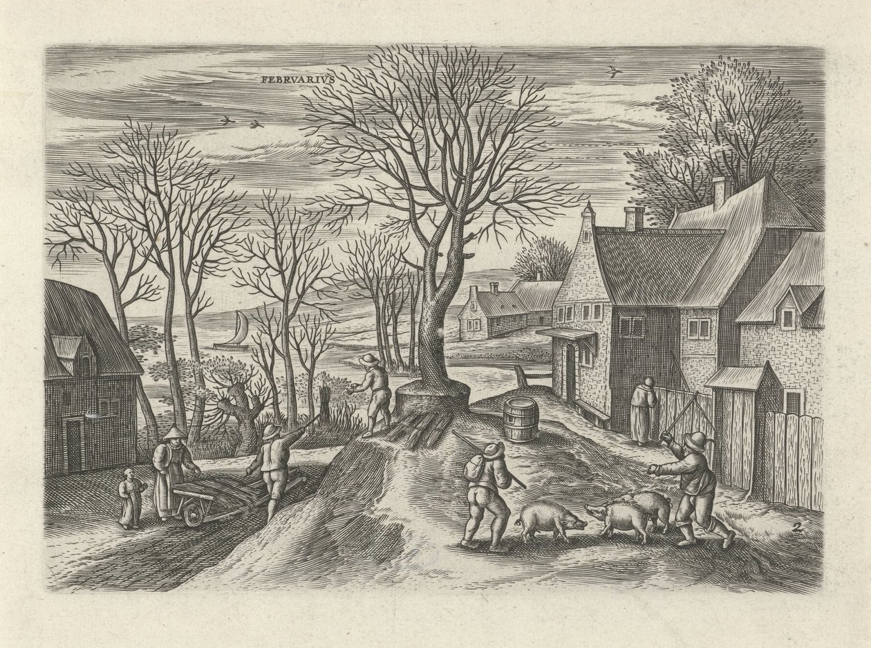 februar Febrvari (titel på objekt) De tolv måneder (serietitel) af Julius Goltzius