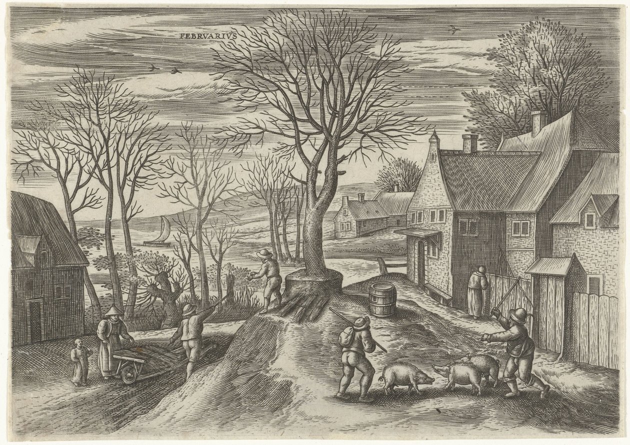 februar Febrvarivs (titel på objekt) De tolv måneder (serietitel) af Julius Goltzius