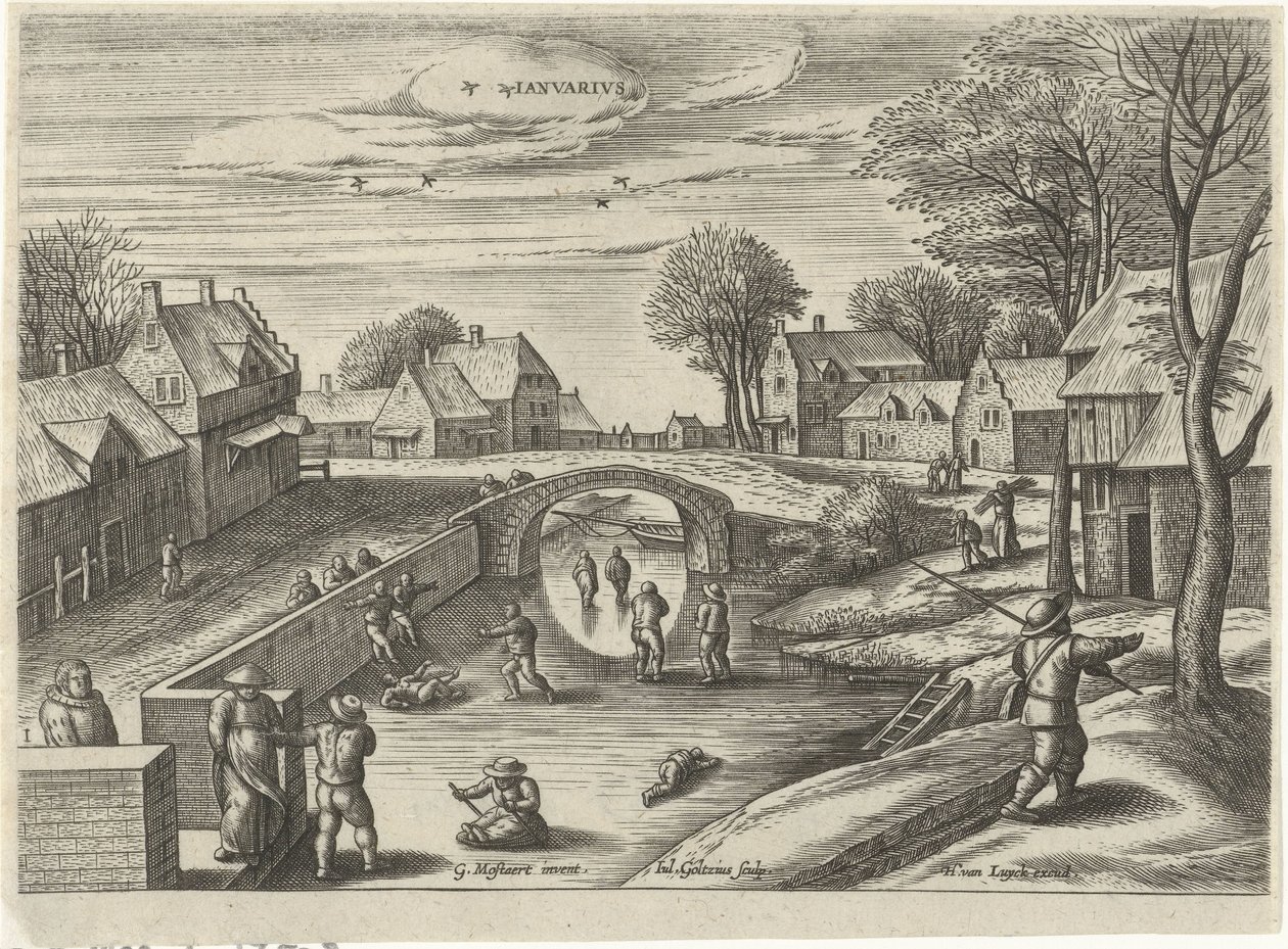 januar Ianvarivs (titel på objekt) De tolv måneder (serietitel) af Julius Goltzius
