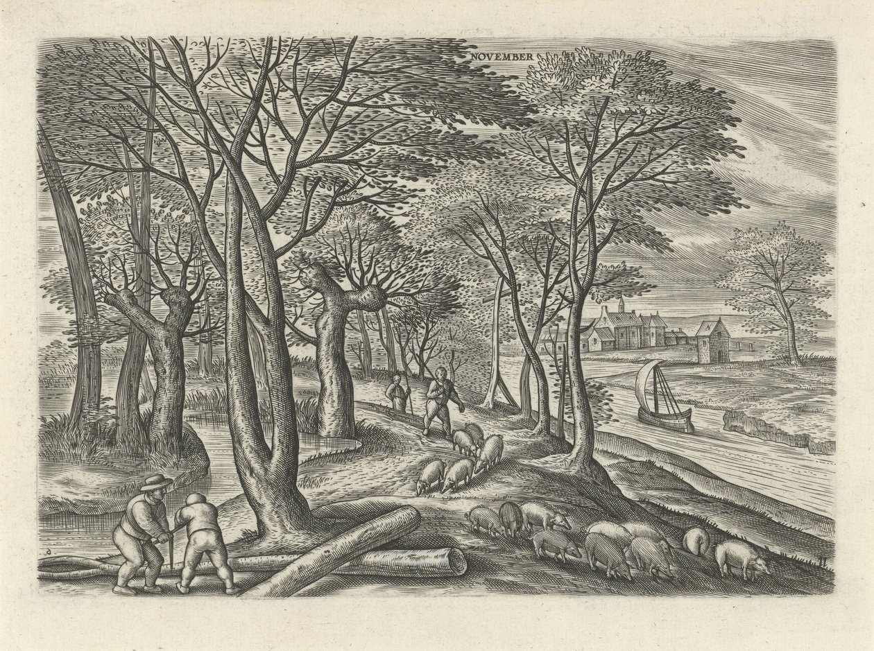 november (titel på objekt) De tolv måneder (serietitel) af Julius Goltzius