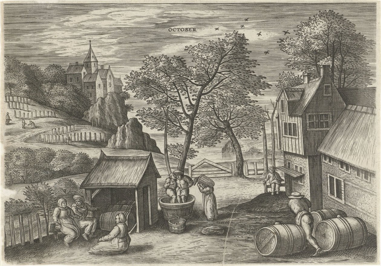 oktober oktober (titel på objekt) De tolv måneder (serietitel) af Julius Goltzius