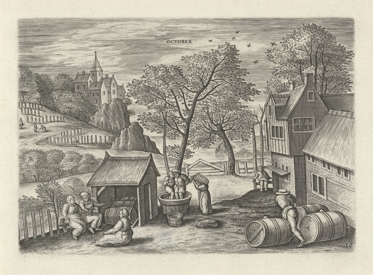 oktober oktober (titel på objekt) De tolv måneder (serietitel) af Julius Goltzius