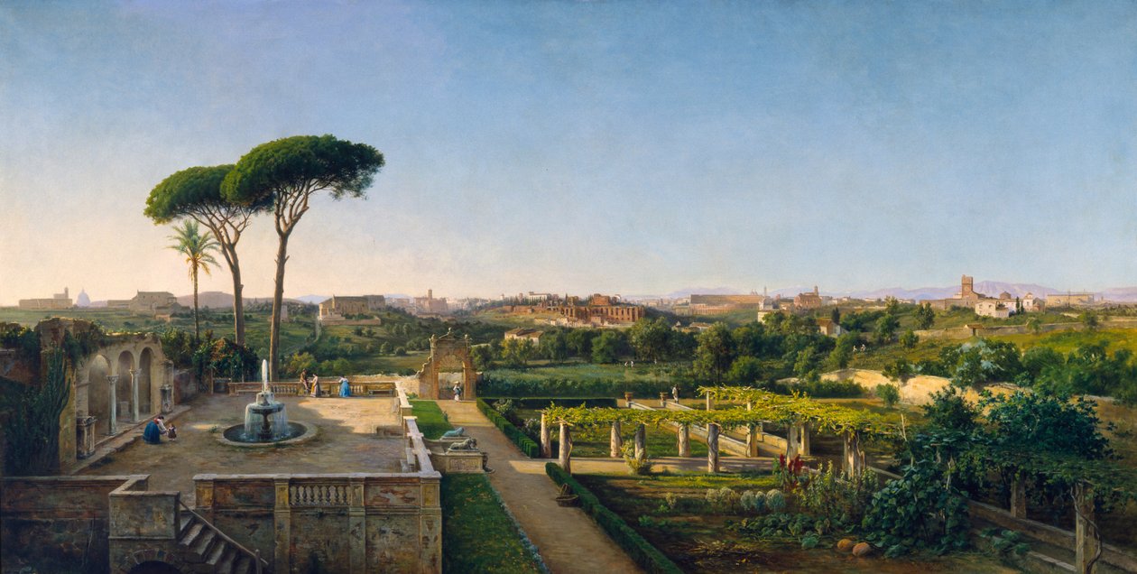 En udsigt over Rom fra Aventinen, 1873 af Julius O. Montalant