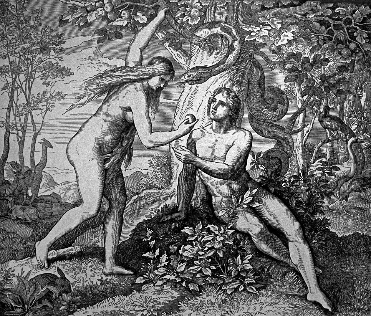 Adam og Eva med æblet af Julius Schnorr von Carolsfeld