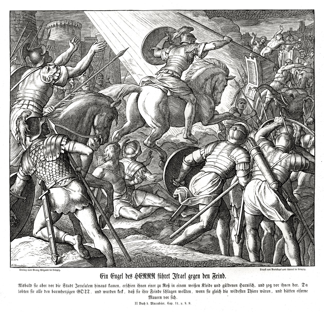 En engel leder israelitterne, 2 Makkabæer af Julius Schnorr von Carolsfeld